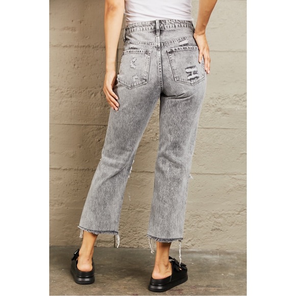 NWT Acid Wash Distressed Straight Jeans - Picture 2 of 4